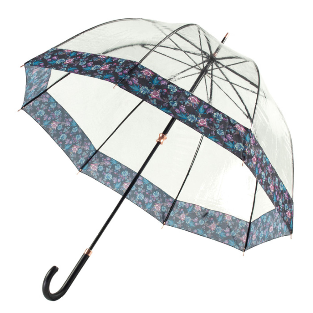Жіноча прозора парасолька Fulton Birdcage-2 Luxe L866 - Luminous Floral (Квіти, що світяться)